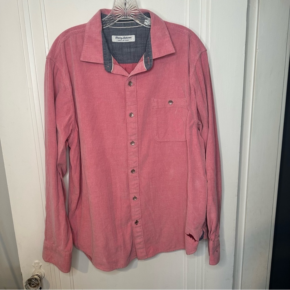 Tommy Bahama Coastline Corduroy Corduroy Pink Button-Down Shirt XL - Picture 1 of 8